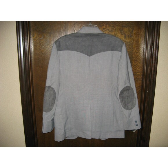 Vintage Pen West Blazer Men Pendleton Jacket Gray Cowboy Suede Patch Coat Sz 42 - Picture 6 of 8